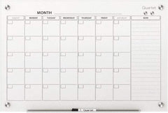 Quartet - 24" High x 36" Wide Magnetic Dry Erase Calendar - Plastic, Includes Dry-Erase Marker, Magnet & Mounting Kit - Apex Tool & Supply