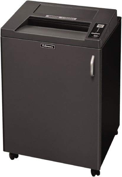 FELLOWES - 5/32 x 1-9/16" Strip, 24 Sheet Cross Cut Commercial Shredder - 23-1/4" Long x 25-3/16" Wide x 38-3/16" High, Level 4 Security, 4 Gal Wastebasket - Apex Tool & Supply