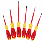 Insulated Slim Integrated Insulation 6 Piece Screwdriver Set Slotted 4.5; 6.5; Phillips #1 & 2; Square #1 & 2. - Apex Tool & Supply