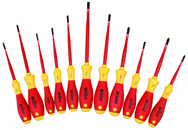 Insulated Slim Integrated Insulation 11 Piece Screwdriver Set Slotted 3.5; 4; 4.5; 5.5; 6.5; Phillips #1 & 2; Xeno #1 & 2; Square #1 & 2 - Apex Tool & Supply