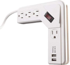 Woods PRO - 4 Outlets, 125 Volts, 15 Amps, 4' Cord, Power Outlet Strip - Keyhole Mount, 5-15 NEMA Configuration, 6-1/2" Strip, cULus - Apex Tool & Supply