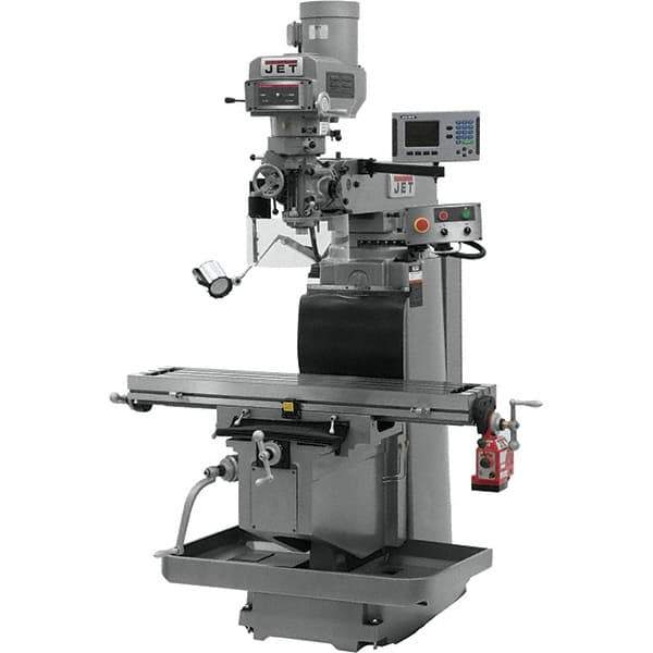 Jet - 54" Table Width x 12" Table Length, Electronic Variable Speed Control, 3 Phase Knee Milling Machine - R8 Spindle Taper, 5 hp - Apex Tool & Supply