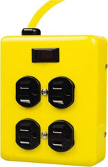 Woods PRO - 4 Outlets, 125 Volts, 15 Amps, 4' Cord, Power Outlet Strip - Keyhole Mount, 5-15 NEMA Configuration, 6" Strip, cULus - Apex Tool & Supply
