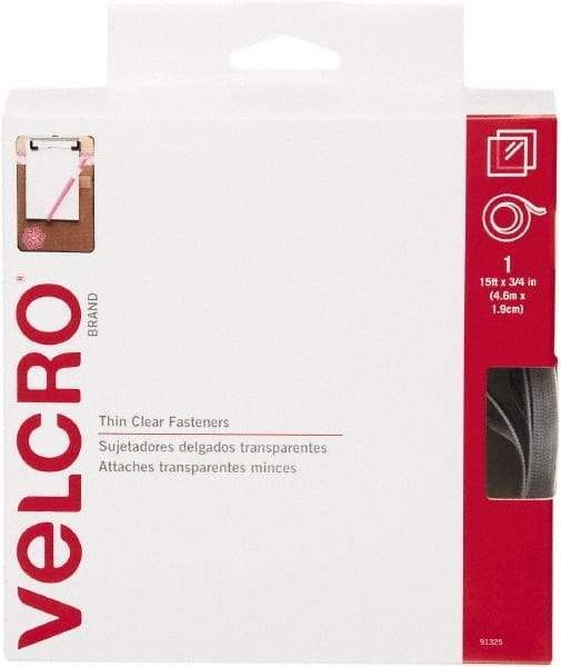 VELCRO Brand - 3/4" Wide x 5 Yd Long Adhesive Backed Hook & Loop Roll - Continuous Roll, Clear - Apex Tool & Supply
