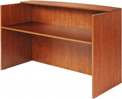 ALERA - Woodgrain Laminate Reception Desk - 71" Wide x 35-1/2" Deep x 42-1/2" High, Medium Cherry - Apex Tool & Supply