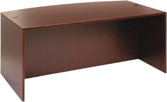 ALERA - Woodgrain Laminate Bow Front Desk - 71" Wide x 41-3/8" Deep x 29-5/8" High, Mahogany - Apex Tool & Supply