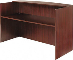ALERA - Woodgrain Laminate Reception Desk - 71" Wide x 35-1/2" Deep x 42-1/2" High, Mahogany - Apex Tool & Supply