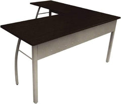 Linea Italia - Woodgrain Laminate L-Shaped Desk - 59-1/8" Wide x 59-1/8" Deep x 29-1/2" High, Mocha & Gray - Apex Tool & Supply