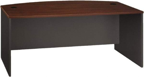 Bush Business Furniture - Laminate Over Wood Bow Front Desk - 71-1/8" Wide x 36-1/8" Deep x 29-7/8" High, Hansen Cherry & Graphite Gray - Apex Tool & Supply