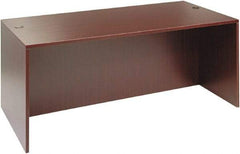 ALERA - Woodgrain Laminate Desk Shell - 71" Wide x 35-1/2" Deep x 29-5/8" High, Mahogany - Apex Tool & Supply