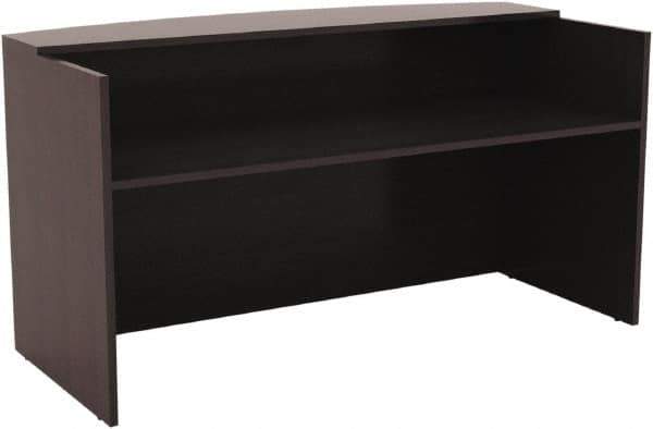 ALERA - Woodgrain Laminate Reception Desk - 71" Wide x 35-1/2" Deep x 42-1/2" High, Espresso - Apex Tool & Supply