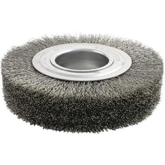 Brush Research Mfg. - 12" OD, 2" Arbor Hole, Crimped Carbon Wheel Brush - 2" Face Width, 2" Trim Length, 3,000 RPM - Apex Tool & Supply
