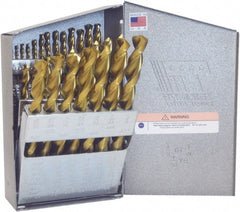 Triumph Twist Drill - 1/16 to 1/2", 135° Point, TiN Finish, High Speed Steel Jobber Length Drill Bit Set - Apex Tool & Supply