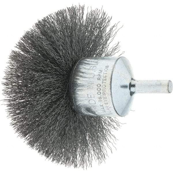 Tru-Maxx - 3" Brush Diam, Crimped, Flared End Brush - 1/4" Diam Steel Shank, 16,000 Max RPM - Apex Tool & Supply