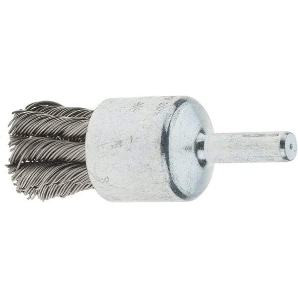 Tru-Maxx - 3/4" Brush Diam, Knotted, End Brush - 1/4" Diam Steel Shank, 22,000 Max RPM - Apex Tool & Supply