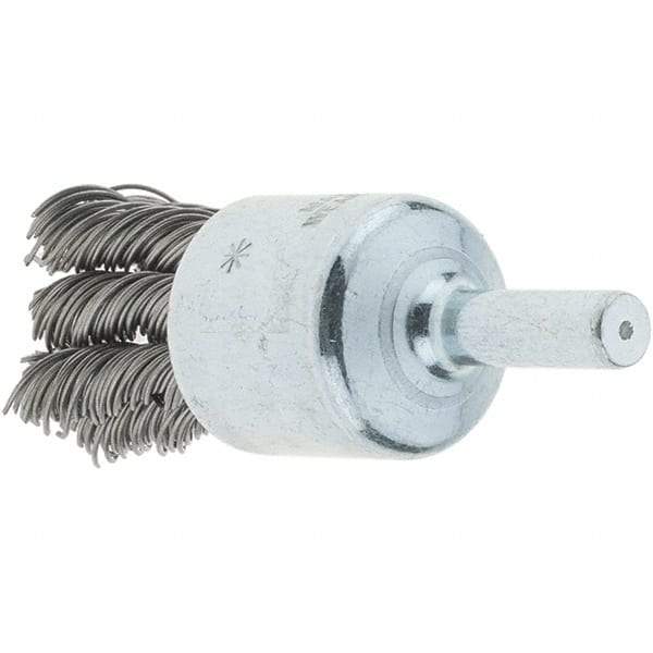 Tru-Maxx - 3/4" Brush Diam, Knotted, End Brush - 1/4" Diam Steel Shank, 22,000 Max RPM - Apex Tool & Supply