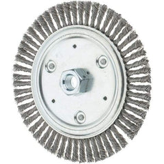 Tru-Maxx - 7" OD, 5/8-11 Arbor Hole, Stringer Bead Steel Wheel Brush - 3/16" Face Width, 1-1/8" Trim Length, 0.02" Filament Diam, 9,000 RPM - Apex Tool & Supply