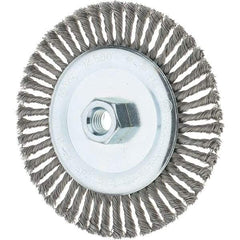 Tru-Maxx - 6" OD, 5/8-11 Arbor Hole, Stringer Bead Steel Wheel Brush - 3/16" Face Width, 1-1/8" Trim Length, 0.02" Filament Diam, 12,500 RPM - Apex Tool & Supply