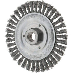 Tru-Maxx - 5" OD, 5/8-11 Arbor Hole, Stringer Bead Steel Wheel Brush - 3/16" Face Width, 7/8" Trim Length, 0.02" Filament Diam, 12,500 RPM - Apex Tool & Supply