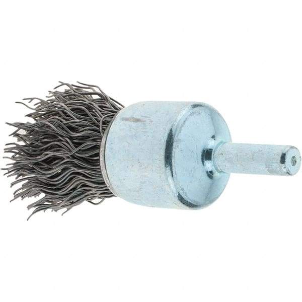 Tru-Maxx - 3/4" Brush Diam, Crimped, Flared End Brush - 1/4" Diam Steel Shank, 22,000 Max RPM - Apex Tool & Supply