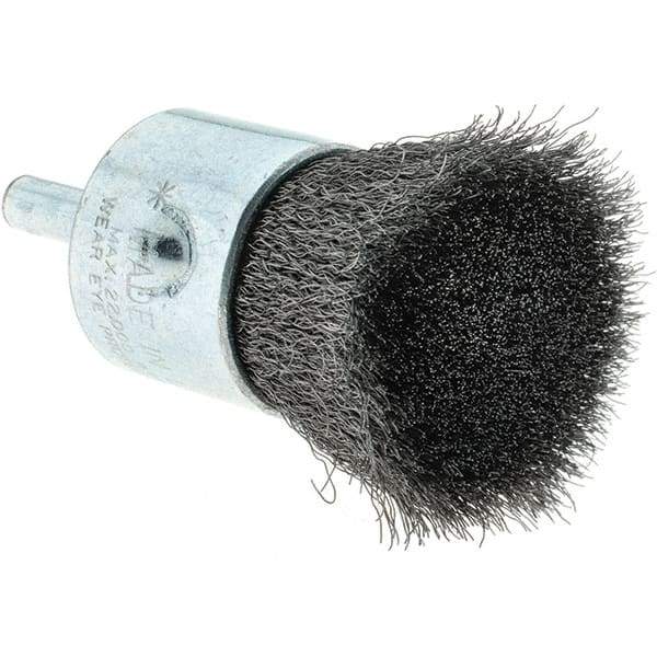 Tru-Maxx - 1" Brush Diam, Crimped, Flared End Brush - 1/4" Diam Steel Shank, 22,000 Max RPM - Apex Tool & Supply