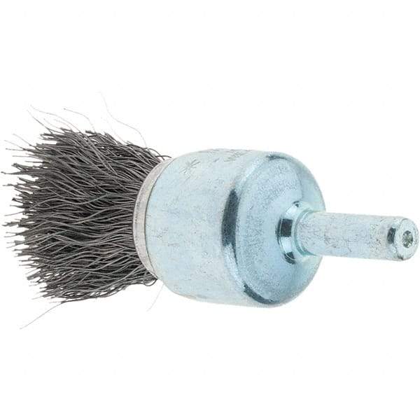 Tru-Maxx - 3/4" Brush Diam, Crimped, Flared End Brush - 1/4" Diam Steel Shank, 22,000 Max RPM - Apex Tool & Supply