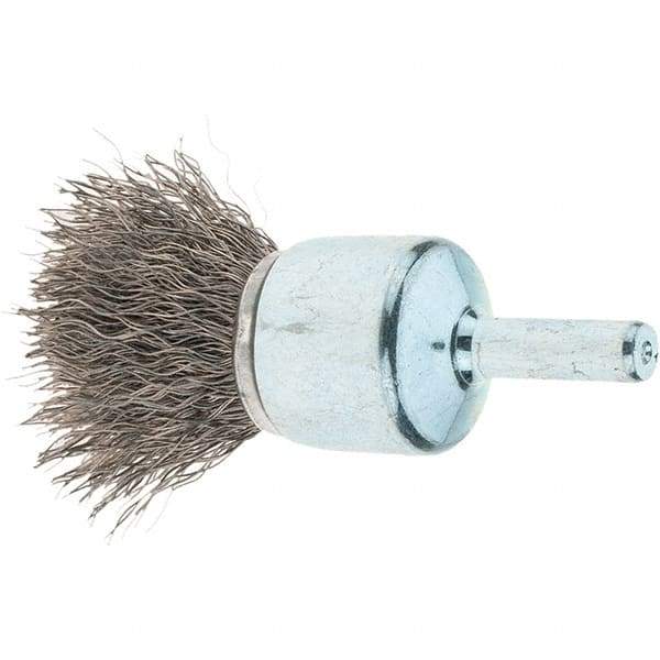 Tru-Maxx - 3/4" Brush Diam, Crimped, Flared End Brush - 1/4" Diam Steel Shank, 22,000 Max RPM - Apex Tool & Supply