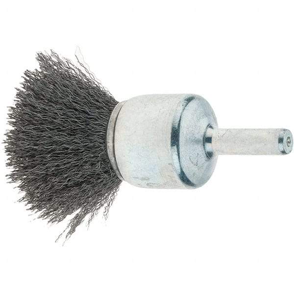 Tru-Maxx - 3/4" Brush Diam, Crimped, Flared End Brush - 1/4" Diam Steel Shank, 22,000 Max RPM - Apex Tool & Supply