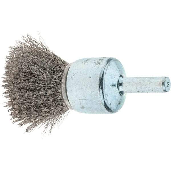 Tru-Maxx - 3/4" Brush Diam, Crimped, Flared End Brush - 1/4" Diam Steel Shank, 22,000 Max RPM - Apex Tool & Supply