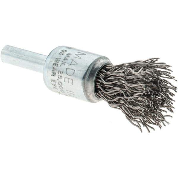 Tru-Maxx - 1/2" Brush Diam, Crimped, Flared End Brush - 1/4" Diam Steel Shank, 25,000 Max RPM - Apex Tool & Supply