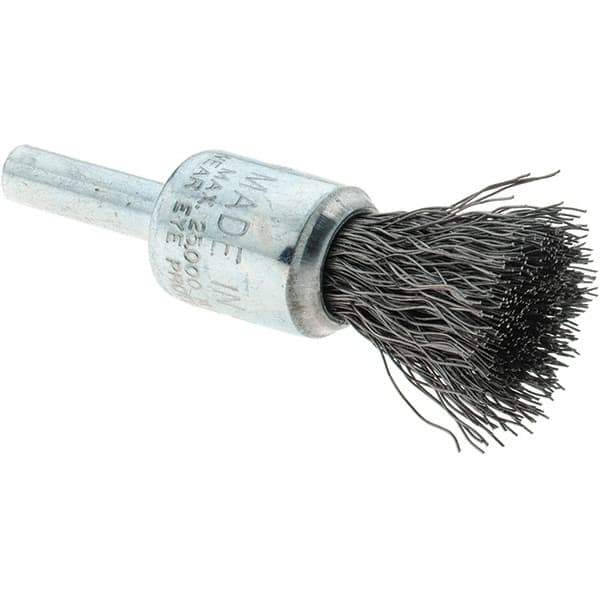 Tru-Maxx - 1/2" Brush Diam, Crimped, Flared End Brush - 1/4" Diam Steel Shank, 25,000 Max RPM - Apex Tool & Supply