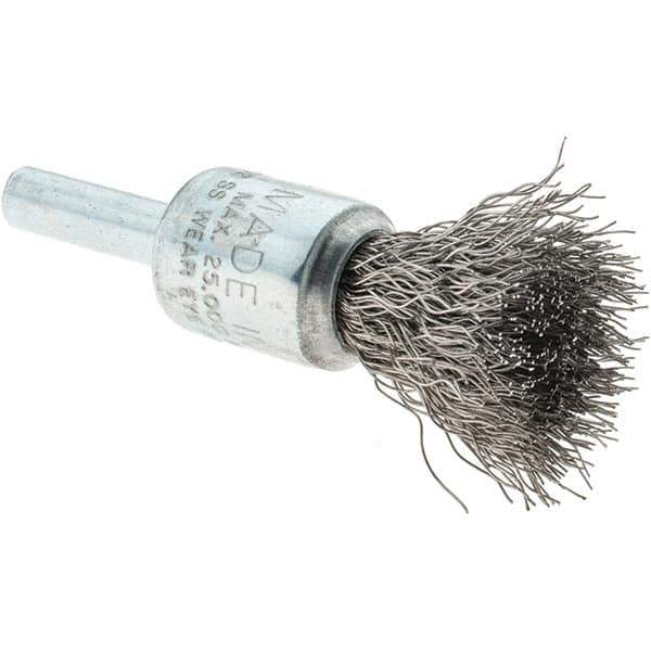 Tru-Maxx - 1/2" Brush Diam, Crimped, Flared End Brush - 1/4" Diam Steel Shank, 25,000 Max RPM - Apex Tool & Supply