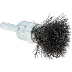 Tru-Maxx - 1/2" Brush Diam, Crimped, Flared End Brush - 1/4" Diam Steel Shank, 25,000 Max RPM - Apex Tool & Supply