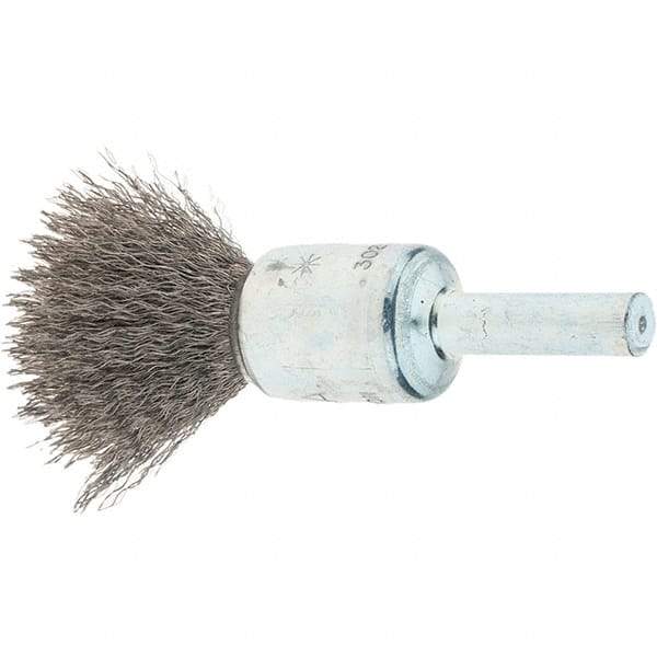 Tru-Maxx - 1/2" Brush Diam, Crimped, Flared End Brush - 1/4" Diam Steel Shank, 25,000 Max RPM - Apex Tool & Supply