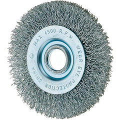 Tru-Maxx - 3" OD, 1/2" Arbor Hole, Crimped Steel Wheel Brush - 7/16" Face Width, 1/2" Trim Length, 0.008" Filament Diam, 12,500 RPM - Apex Tool & Supply