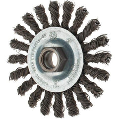 Tru-Maxx - 4" OD, 5/8-11 Arbor Hole, Knotted Steel Wheel Brush - 1/4" Face Width, 7/8" Trim Length, 0.02" Filament Diam, 20,000 RPM - Apex Tool & Supply