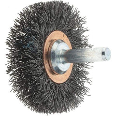 Tru-Maxx - 2" OD, 1/4" Shank Diam, Crimped Steel Wheel Brush - 3/8" Face Width, 1/2" Trim Length, 0.0118" Filament Diam, 20,000 RPM - Apex Tool & Supply