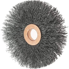 Tru-Maxx - 3" OD, 1/2" Arbor Hole, Crimped Steel Wheel Brush - 5/8" Face Width, 1" Trim Length, 0.0118" Filament Diam, 20,000 RPM - Apex Tool & Supply
