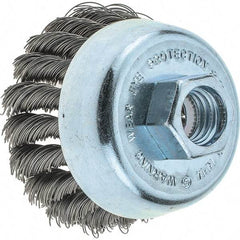 Tru-Maxx - 2-3/4" Diam, 5/8-11 Threaded Arbor, Steel Fill Cup Brush - 0.014 Wire Diam, 1" Trim Length, 14,000 Max RPM - Apex Tool & Supply