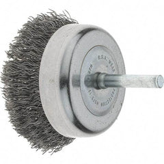 Tru-Maxx - 2-3/4" Diam, 1/4" Shank Diam, Steel Fill Cup Brush - 0.0118 Wire Diam, 7/8" Trim Length, 6,000 Max RPM - Apex Tool & Supply