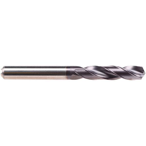 Emuge - 12mm 140° Spiral Flute Solid Carbide Screw Machine Drill Bit - TiAlN Finish, Right Hand Cut, 55mm Flute Length, 102mm OAL, Four Facet Point, Straight Shank, Through Coolant - Apex Tool & Supply