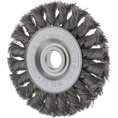 Tru-Maxx - 3" OD, 1/2" Arbor Hole, Knotted Steel Wheel Brush - 3/8" Face Width, 3/8" Trim Length, 0.0118" Filament Diam, 25,000 RPM - Apex Tool & Supply