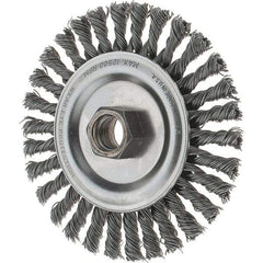 Tru-Maxx - 4-1/2" OD, 5/8-11 Arbor Hole, Stringer Bead Steel Wheel Brush - 3/16" Face Width, 13/16" Trim Length, 0.02" Filament Diam, 12,500 RPM - Apex Tool & Supply