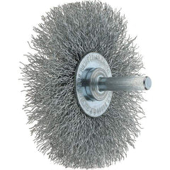 Tru-Maxx - 3" OD, 1/4" Shank Diam, Crimped Steel Wheel Brush - 1/2" Face Width, 13/16" Trim Length, 0.014" Filament Diam, 20,000 RPM - Apex Tool & Supply