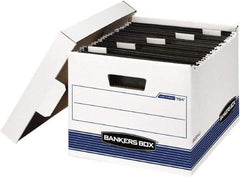 BANKERS BOX - 1 Compartment, 12-5/8" Wide x 10" High x 15-5/8" Deep, Storage Box - Corrugated Cardboard, White/Blue - Apex Tool & Supply