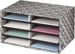 BANKERS BOX - 8 Compartments, 19-1/2" Wide x 10-1/4" High x 12-3/8" Deep, Literature Organizer - Corrugated Cardboard, White/Black - Apex Tool & Supply