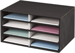 BANKERS BOX - 8 Compartments, 19-1/2" Wide x 10-1/4" High x 12-3/8" Deep, Literature Organizer - Corrugated Cardboard, Black/Gray - Apex Tool & Supply
