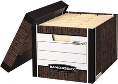 BANKERS BOX - 1 Compartment, 12-3/4" Wide x 10-3/8" High x 16-1/2" Deep, Storage Box - Corrugated Cardboard, Wood Grain (Color) - Apex Tool & Supply
