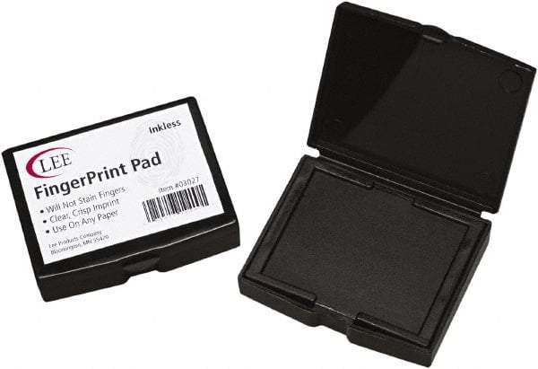 LEE - 2" Wide x 1/2" High x 1/2" Deep, Inked Fingerprint Pad - Plastic, Black - Apex Tool & Supply