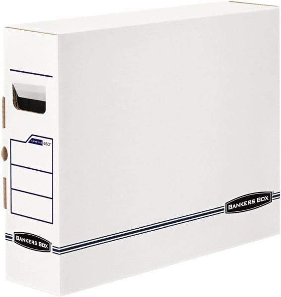 BANKERS BOX - 1 Compartment, 5" Wide x 14-7/8" High x 18-3/4" Deep, Storage Box - Plastic, White/Blue - Apex Tool & Supply